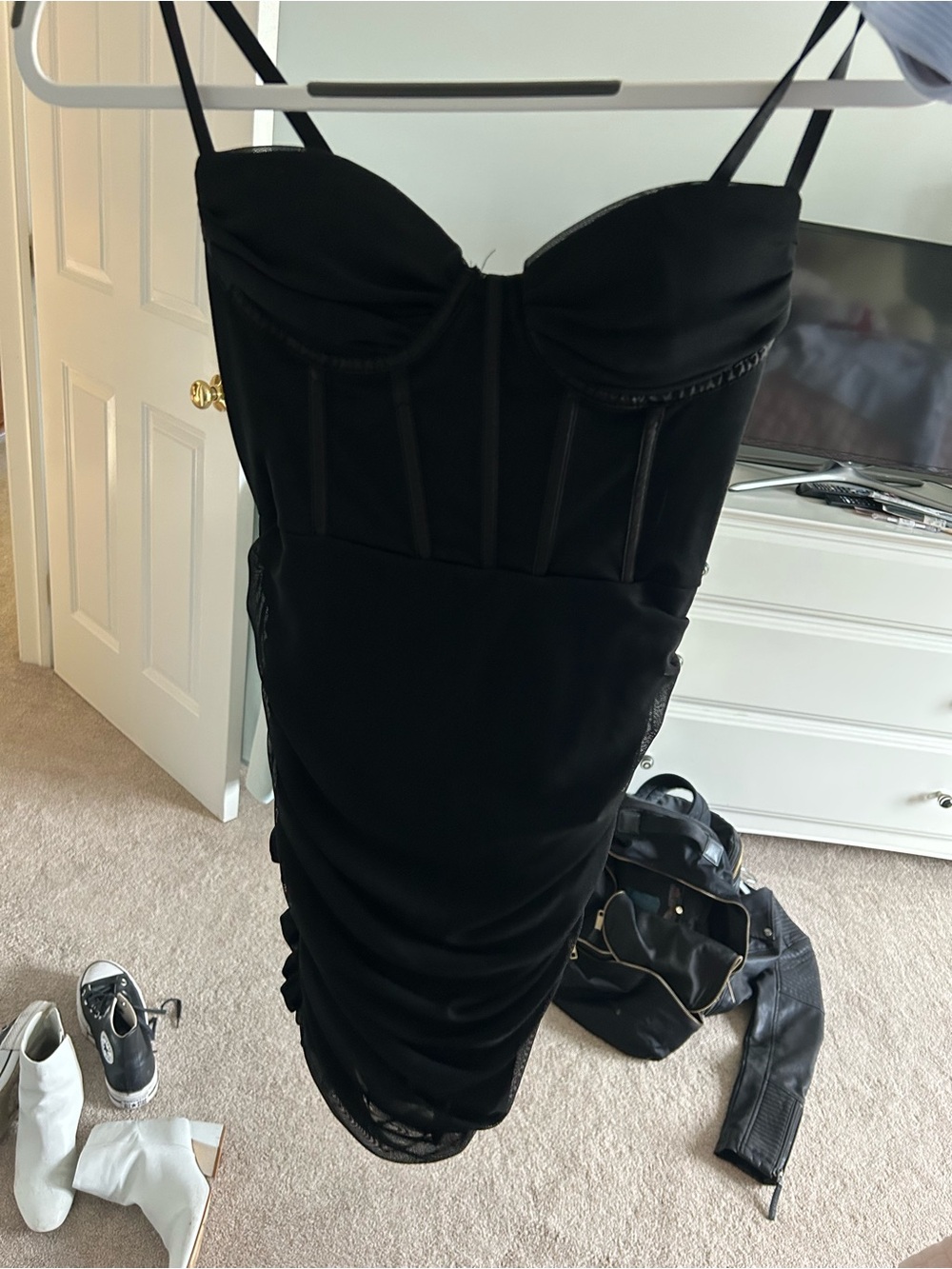 Black Ruched Bustier Dress